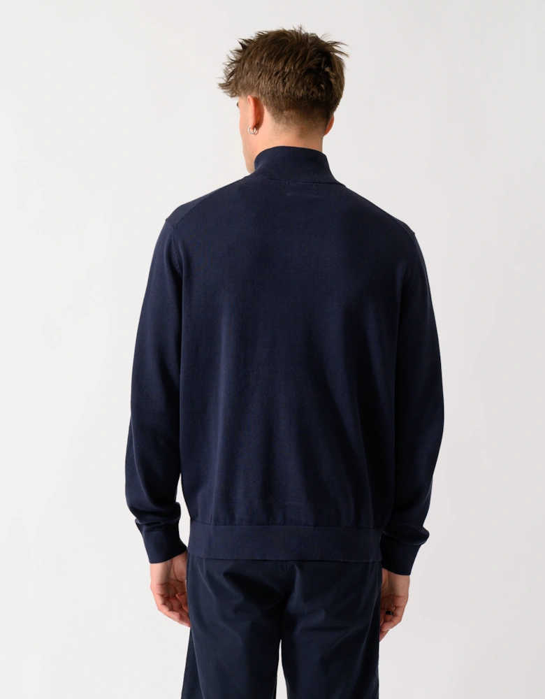 GANT Mens Classic Cotton Shield Logo Half Zip Jumper - 433 Evening Blue