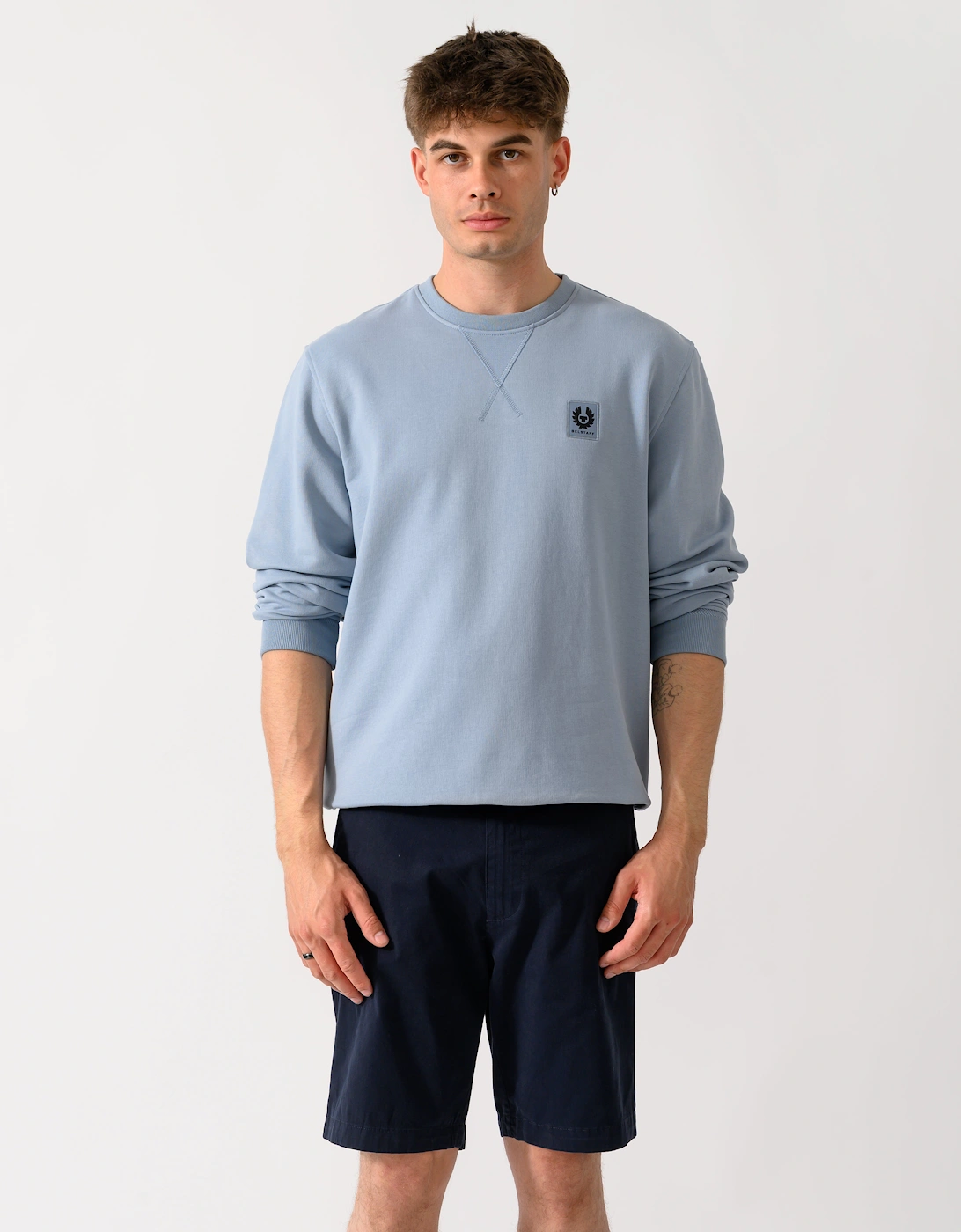 Belstaff Mens Logo Sweatshirt - Mist Blue, 5 of 4
