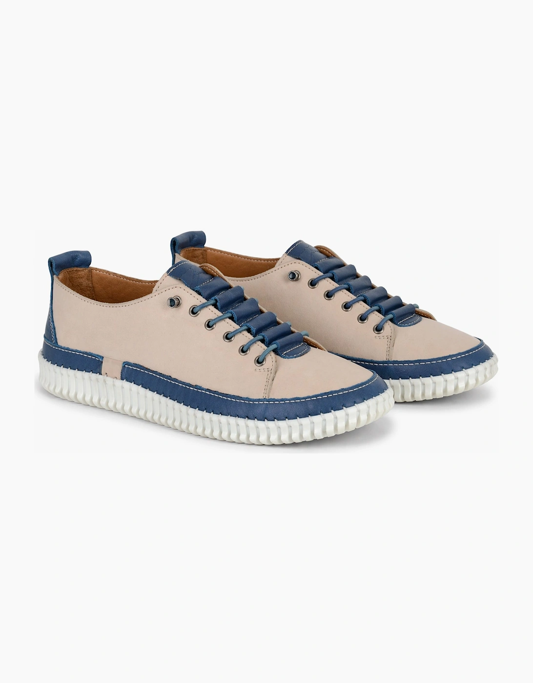 Mod Comfys KATIE Womens Casual Shoes Beige/Blue