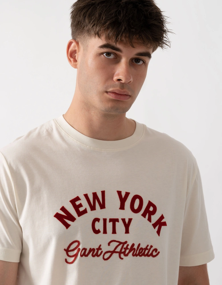 GANT Mens Logo Graphic Short Sleeve T-Shirt - 130 Cream