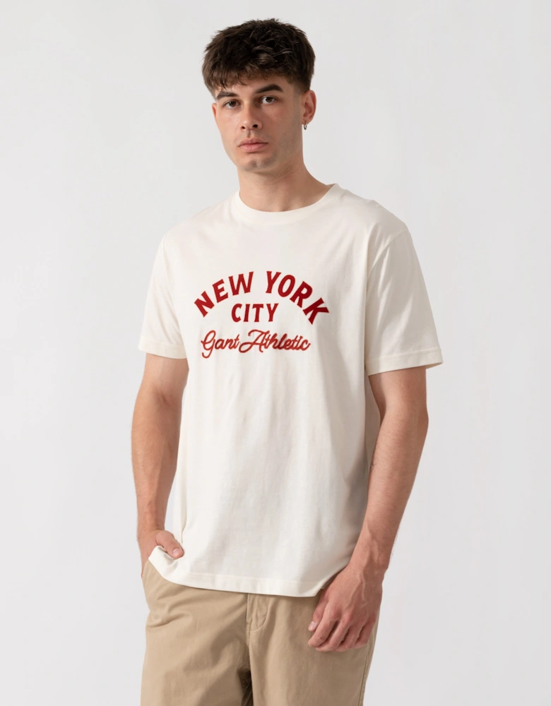 GANT Mens Logo Graphic Short Sleeve T-Shirt - 130 Cream