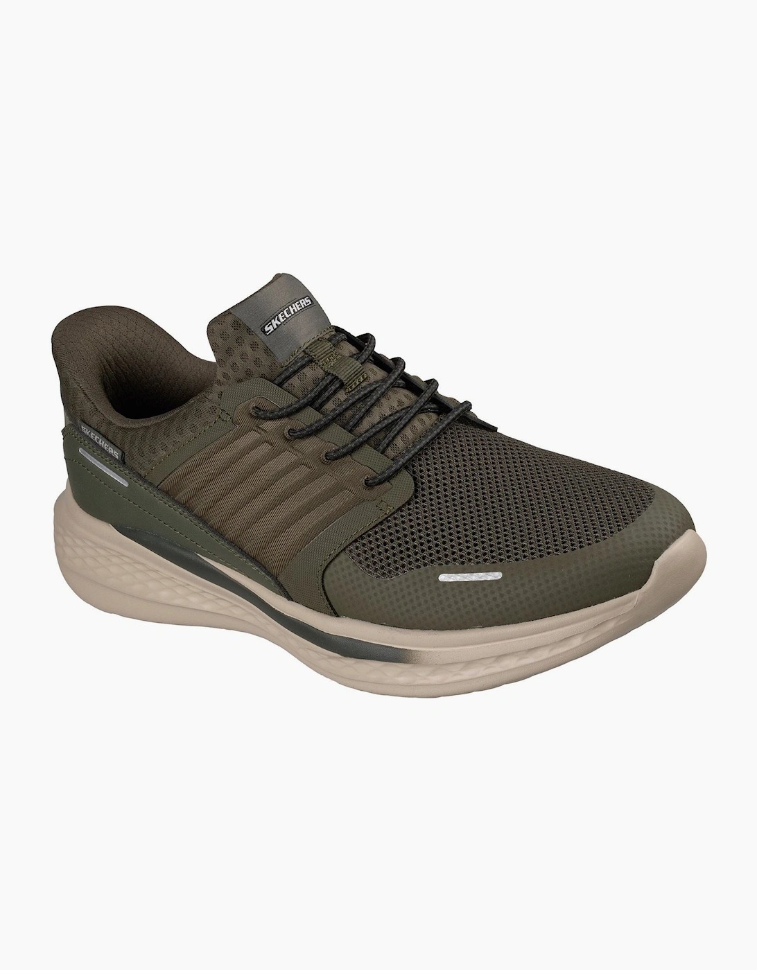 Skechers Slade Luther Men's Olive Synthetic / Mesh Trainers, 6 of 5