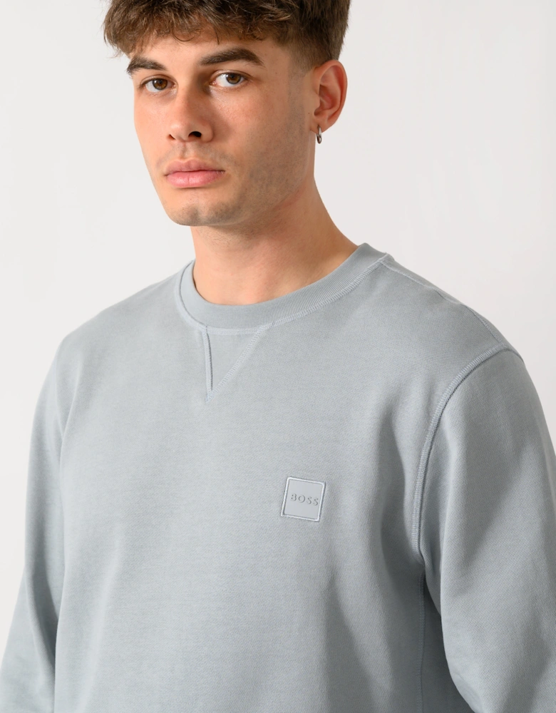 BOSS Orange Westart Mens Crew Neck Sweatshirt With Logo Patch - Open Grey 084