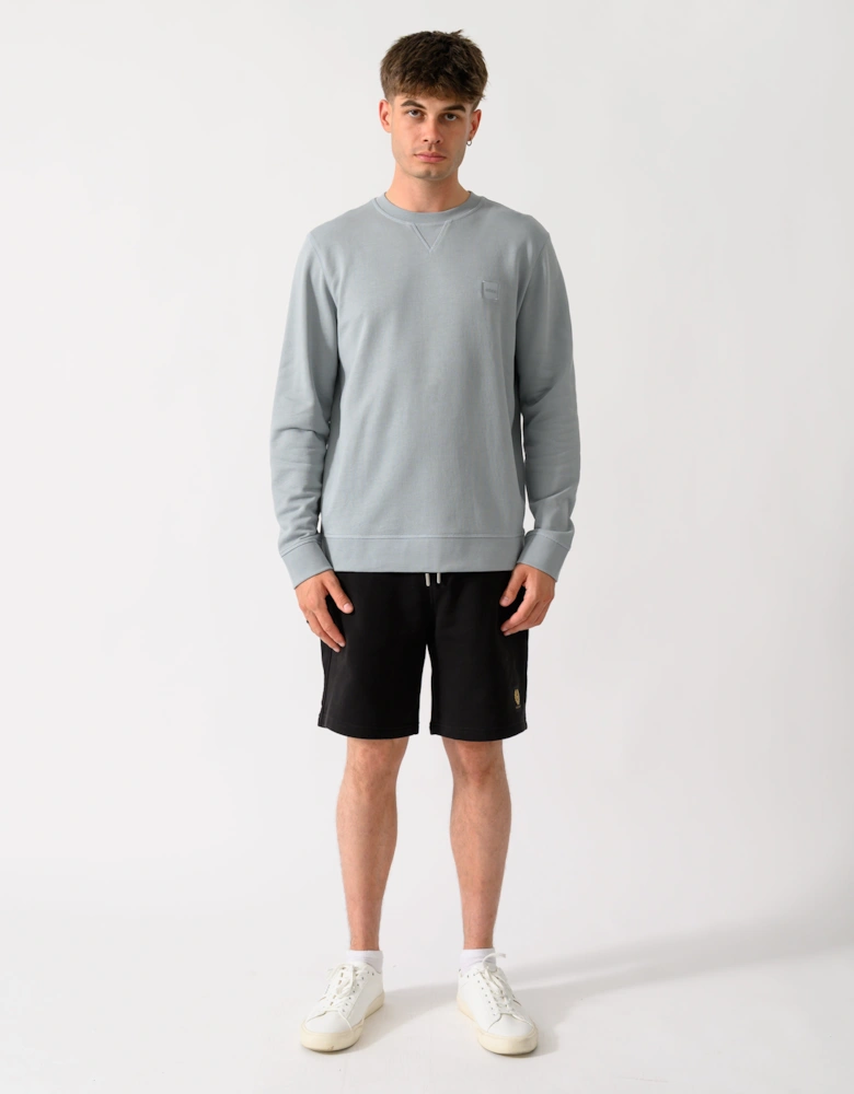 BOSS Orange Westart Mens Crew Neck Sweatshirt With Logo Patch - Open Grey 084