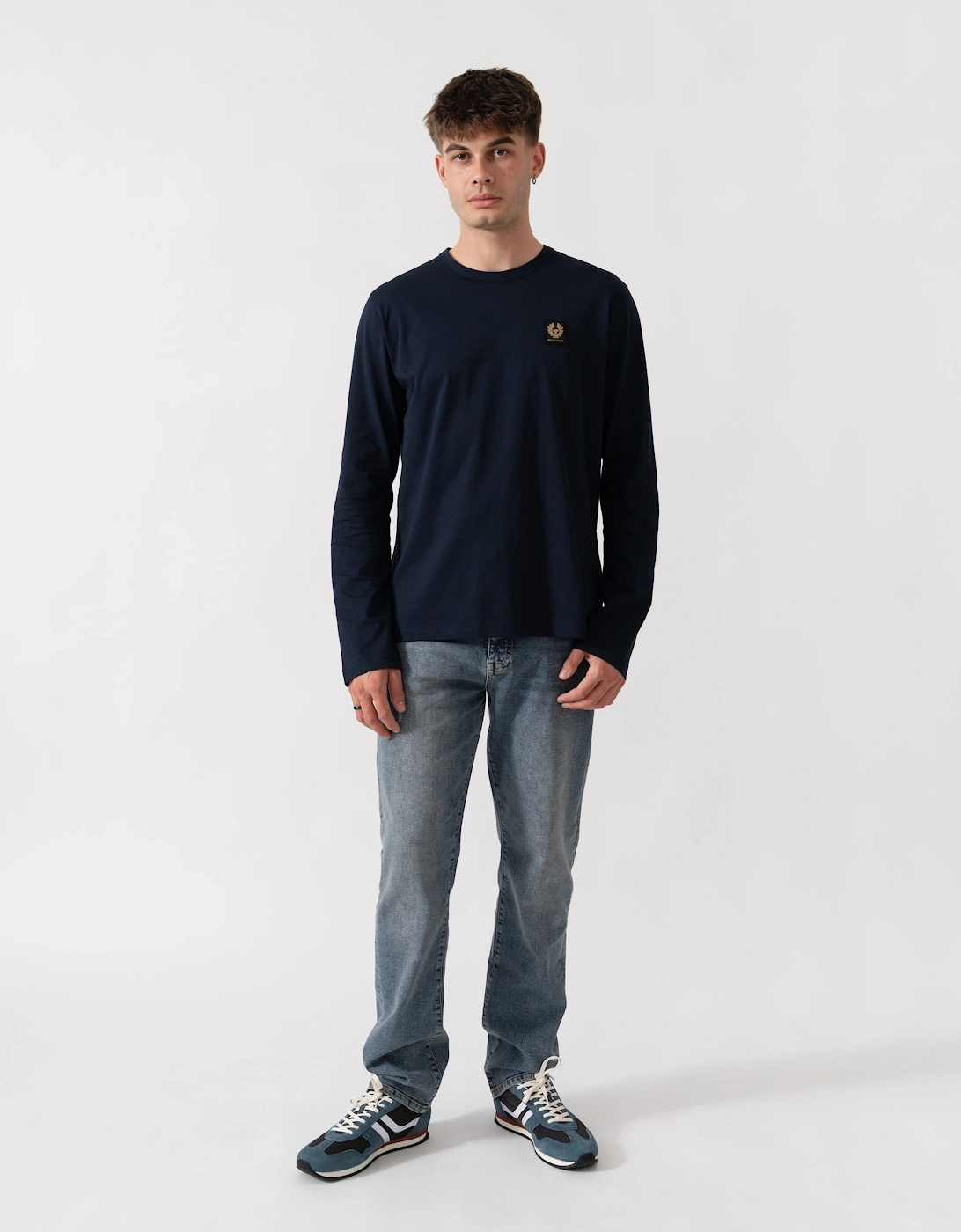 Belstaff Mens Long Sleeved Logo T-Shirt - Dark Ink