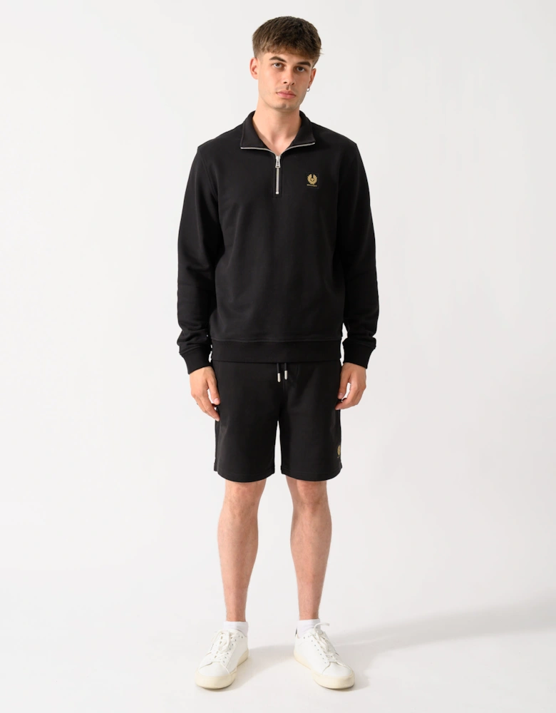 Belstaff Mens Logo Quarter Zip Sweatshirt - Black