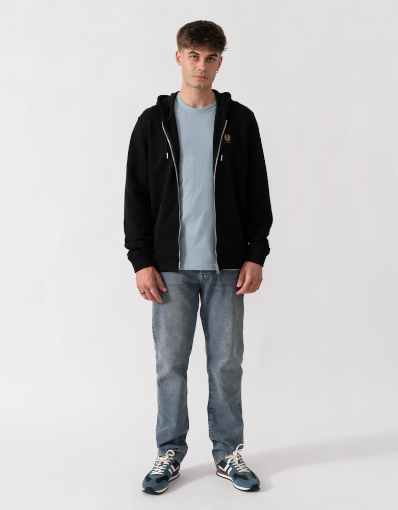 Belstaff Mens Logo Full Zip Hoodie - Black