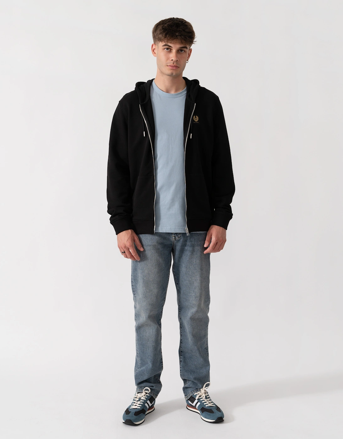Belstaff Mens Logo Full Zip Hoodie - Black