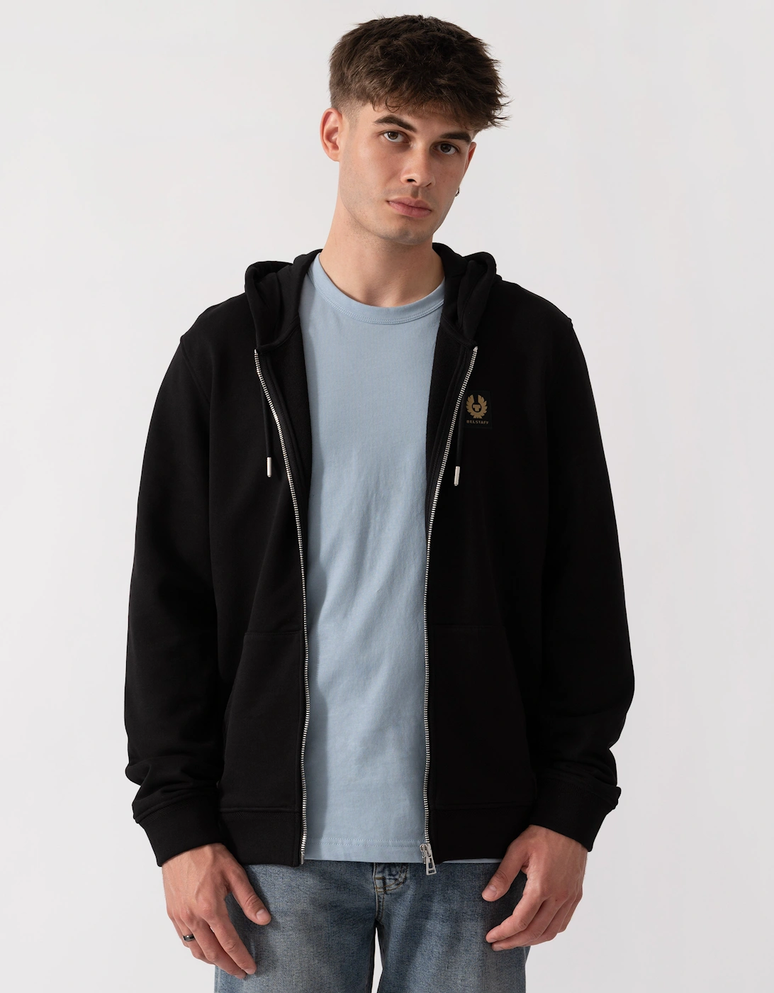 Belstaff Mens Logo Full Zip Hoodie - Black, 4 of 3