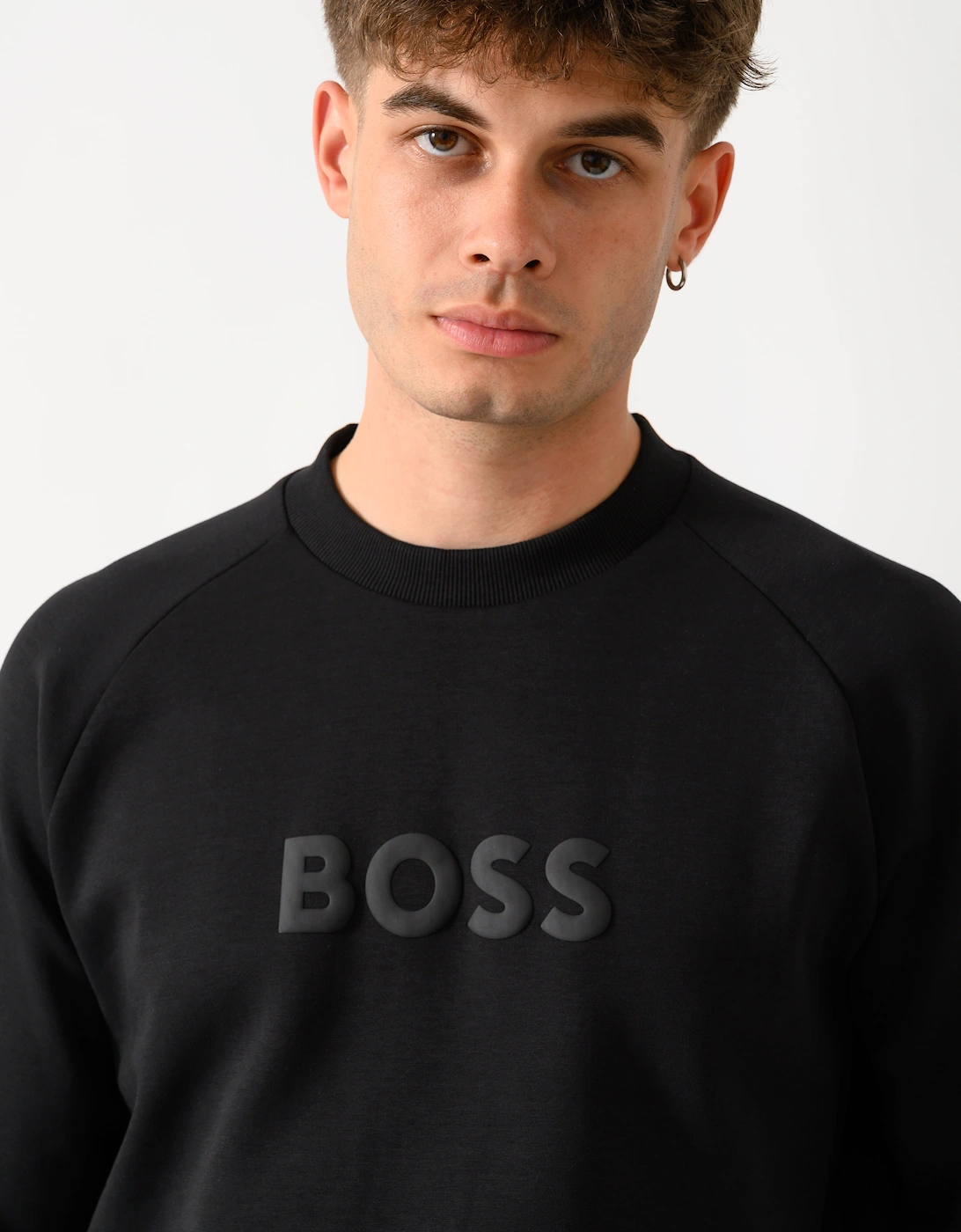 BOSS Green Salbo Mens Crew Neck Sweatshirt with Tonal Logo - Black 001
