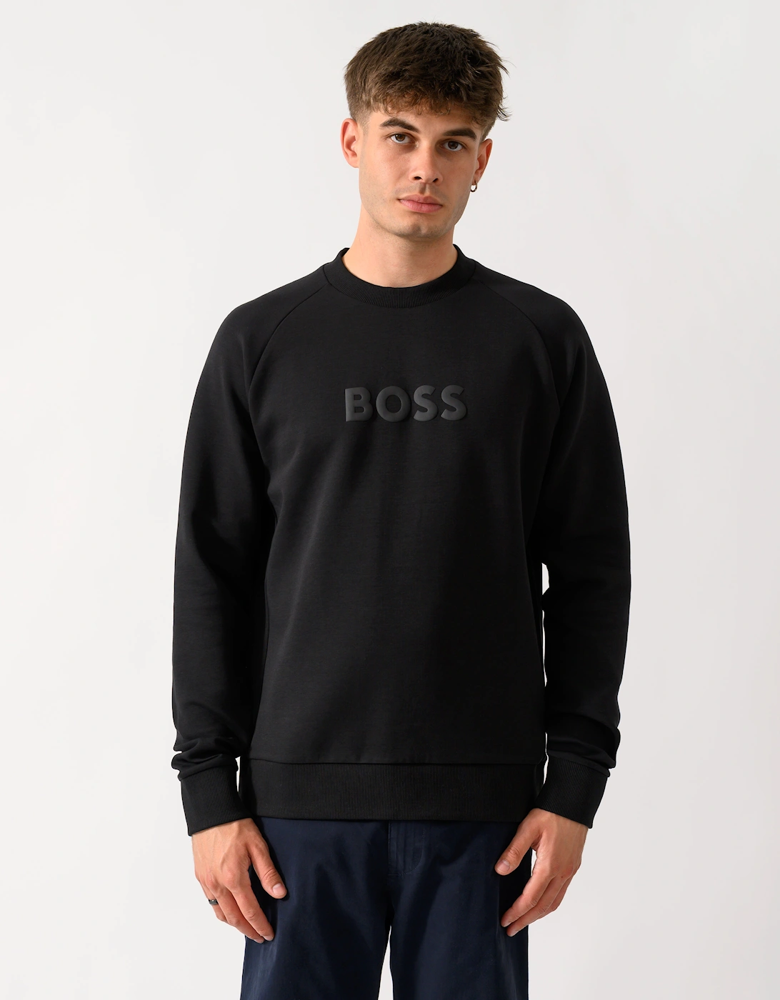 BOSS Green Salbo Mens Crew Neck Sweatshirt with Tonal Logo - Black 001, 5 of 4
