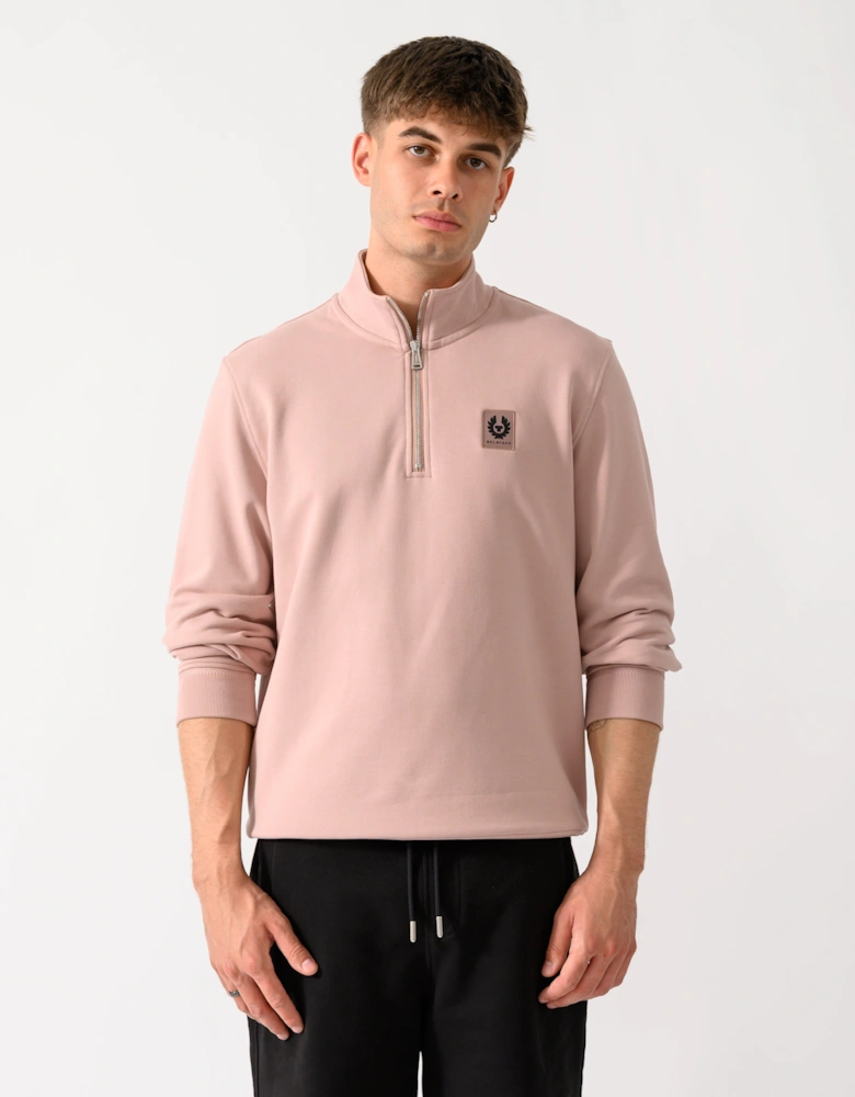 Belstaff Mens Logo Quarter Zip Sweatshirt - Dusk Pink