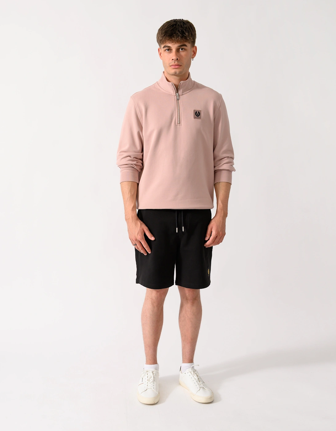 Belstaff Mens Logo Quarter Zip Sweatshirt - Dusk Pink