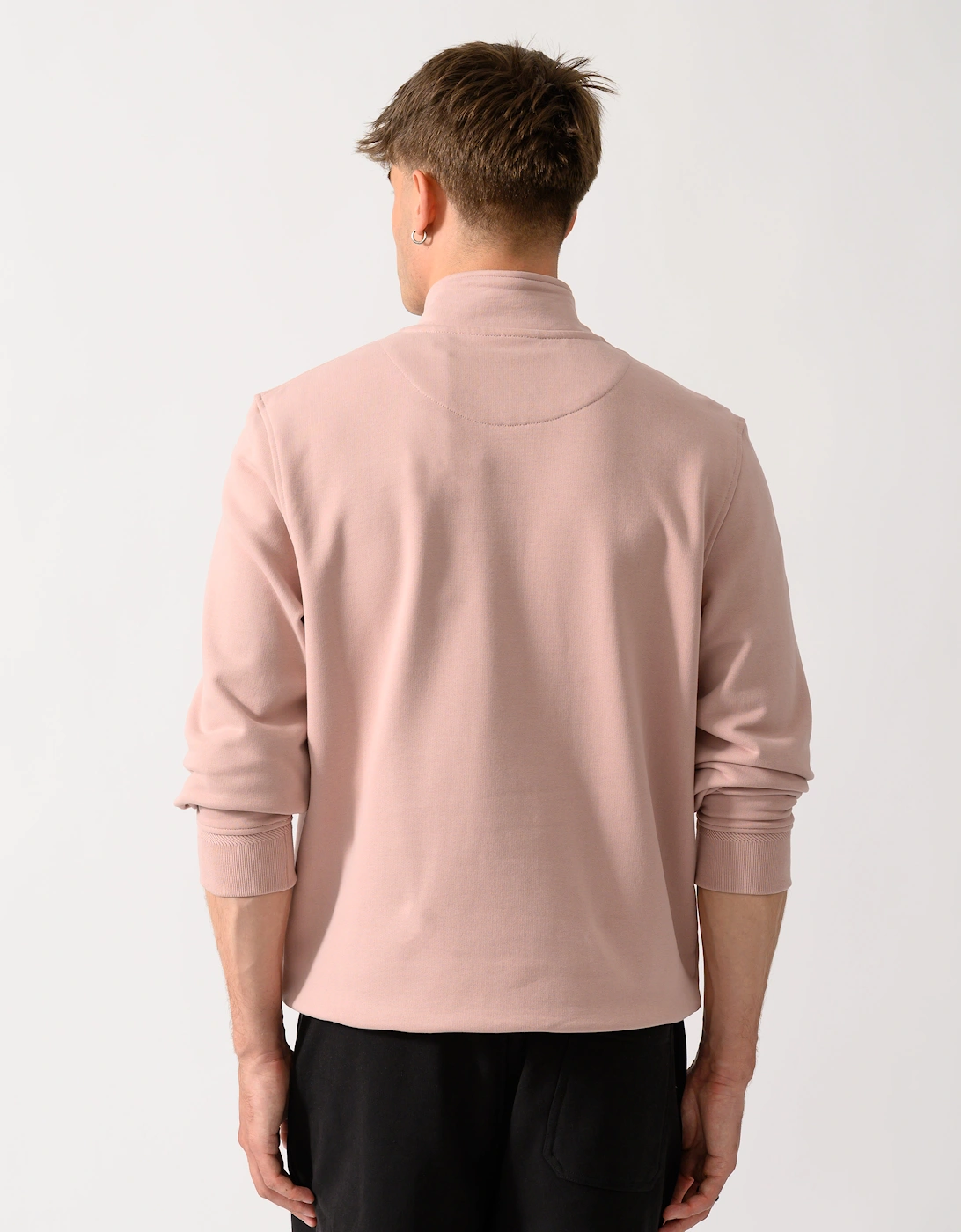 Belstaff Mens Logo Quarter Zip Sweatshirt - Dusk Pink