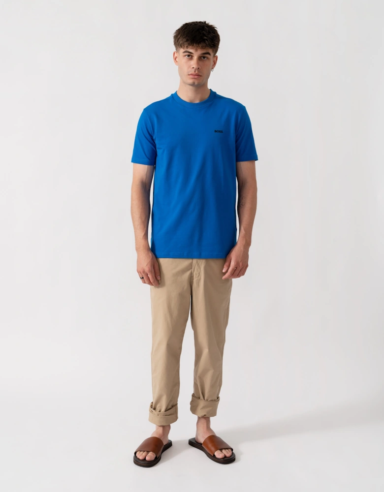BOSS Green Tee Mens Stretch Cotton T-Shirt with Contrast Logo - Medium Blue 429