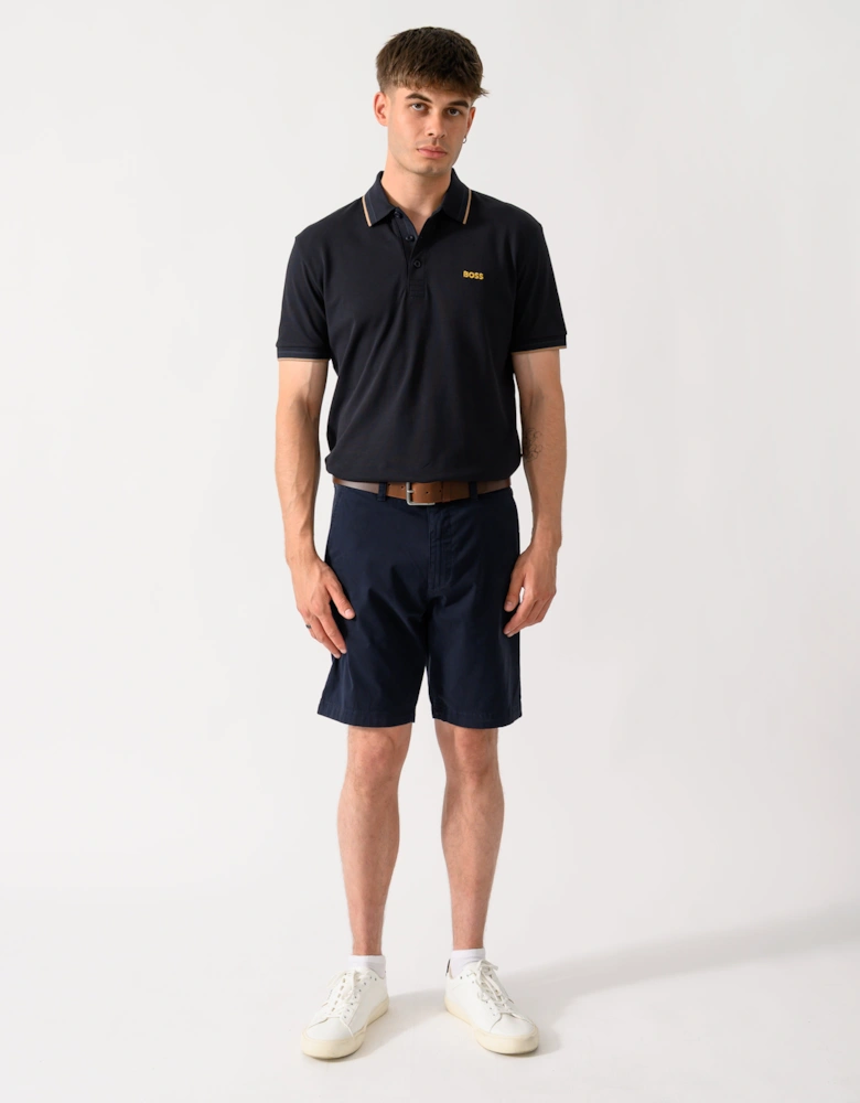 BOSS Green Paddy Mens Cotton-Piqué Polo Shirt with Contrast Logo - Dark Blue 401