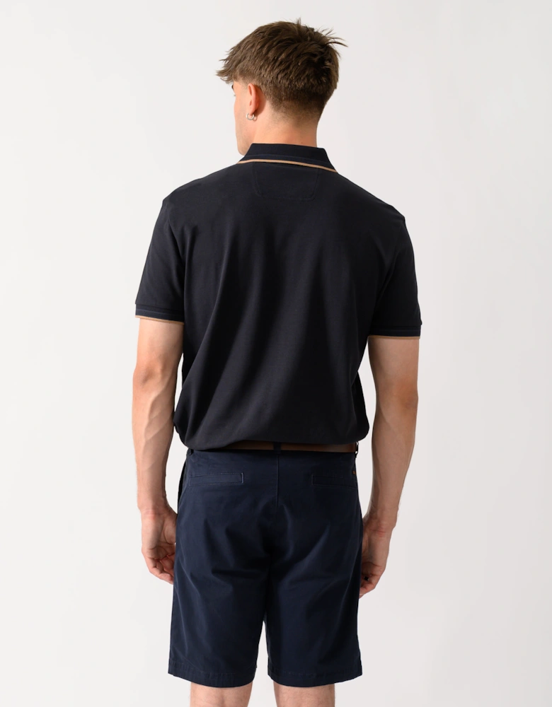 BOSS Green Paddy Mens Cotton-Piqué Polo Shirt with Contrast Logo - Dark Blue 401