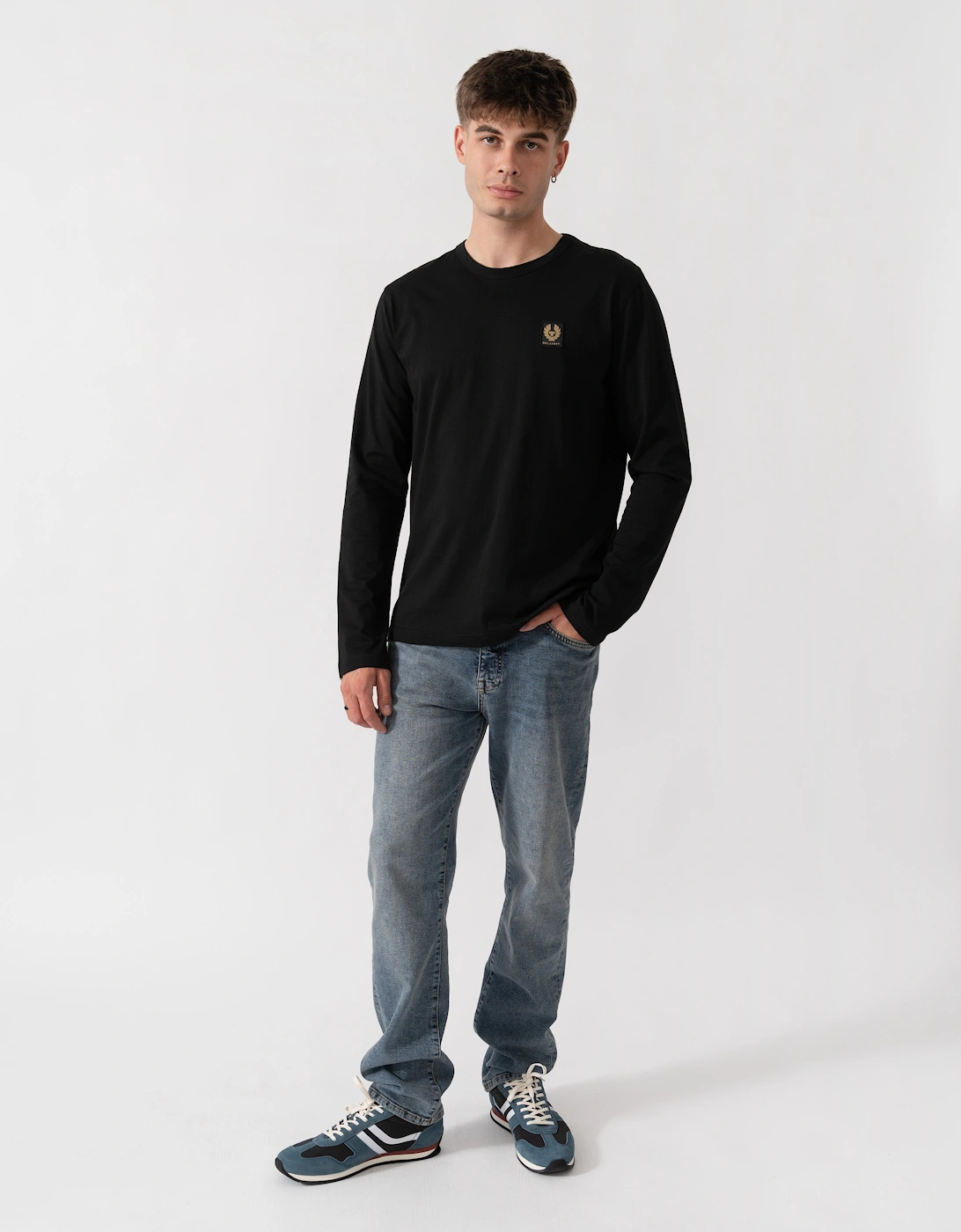Belstaff Mens Long Sleeved Logo T-Shirt - Black