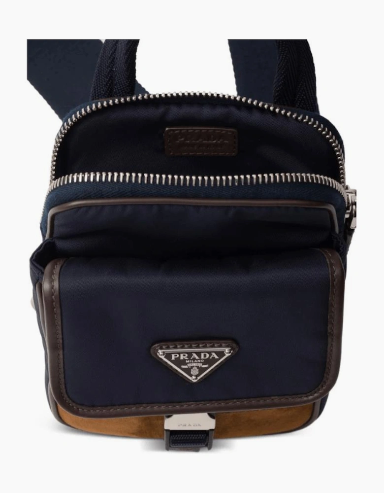 Prada Re-Nylon Triangle-Logo Shoulder Bag in Blue