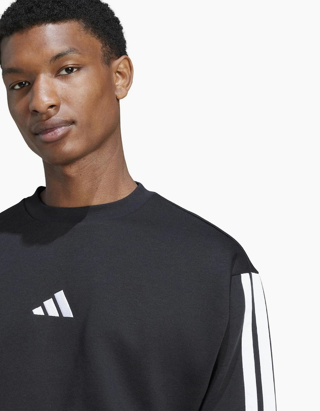 Mens Essentials 3 Stripes Fleece Sweatshirt
