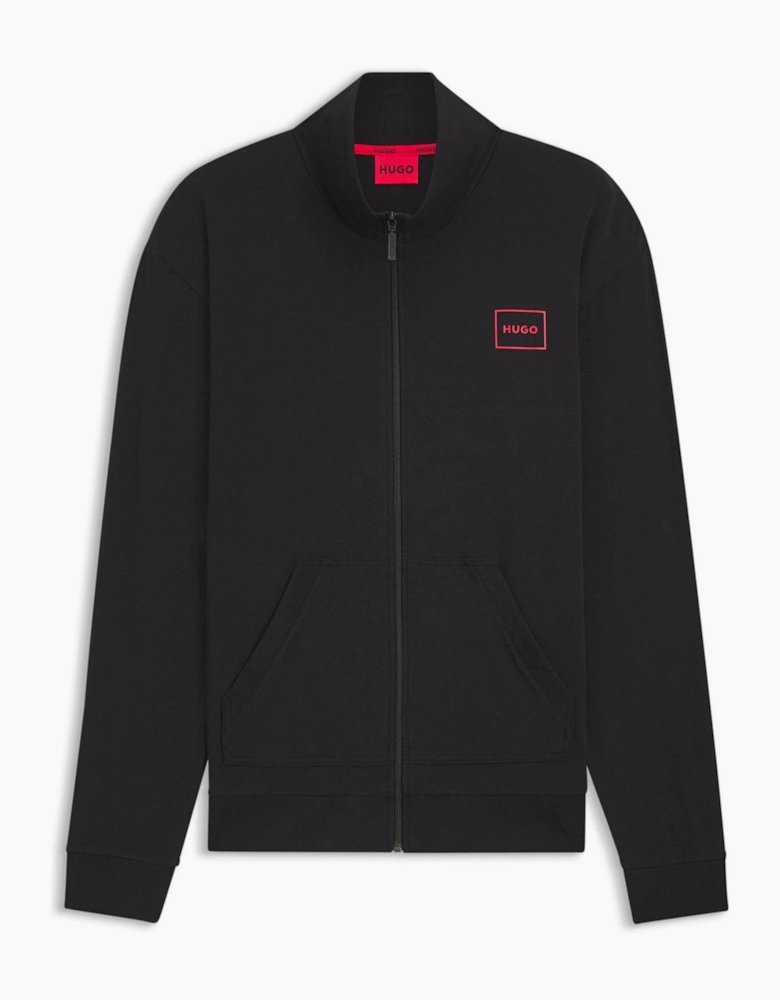 Laze Solid Patterned Ribbed Cuff Zip Neck Sweat Jacket