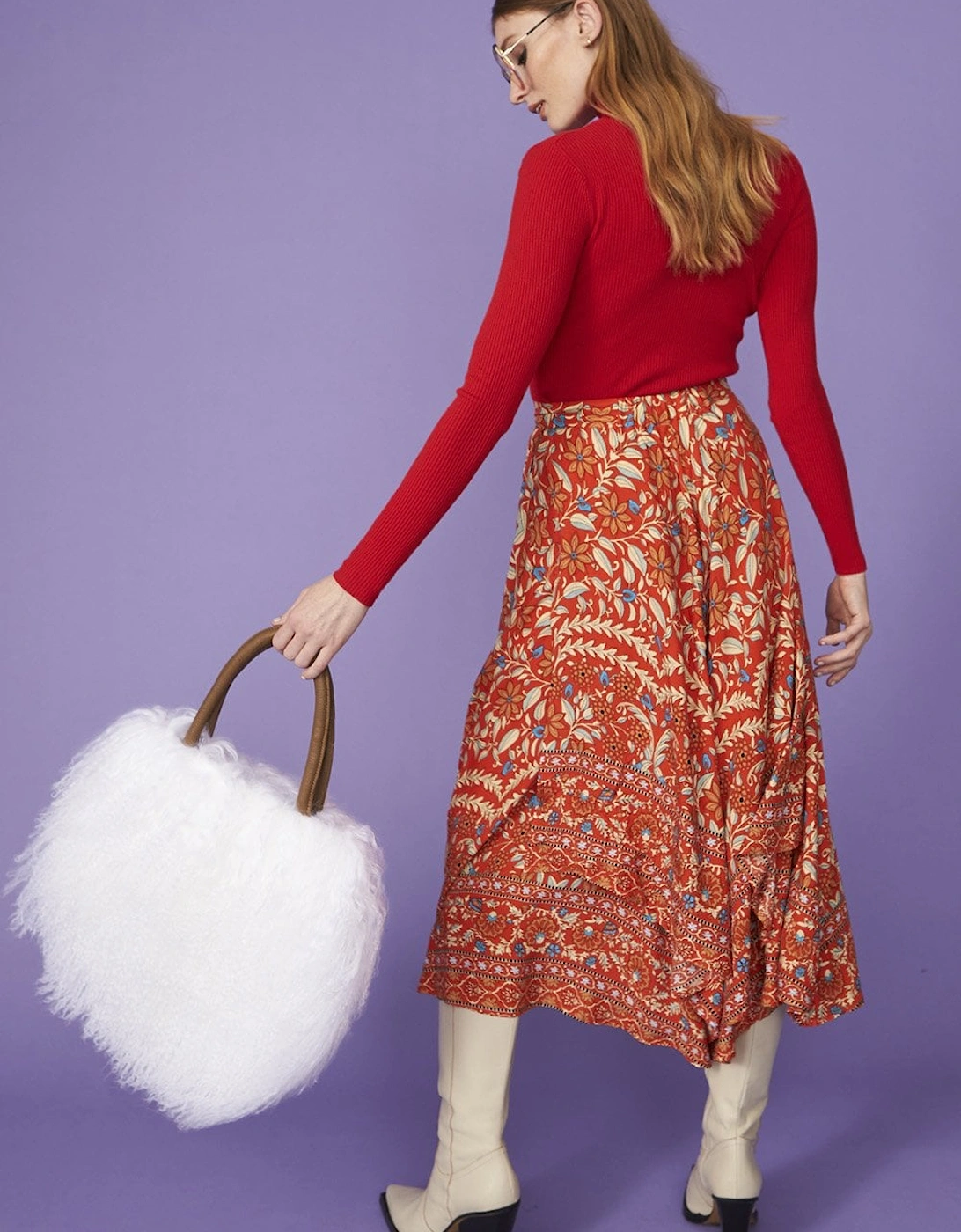 Orange Floral Flared Culottes