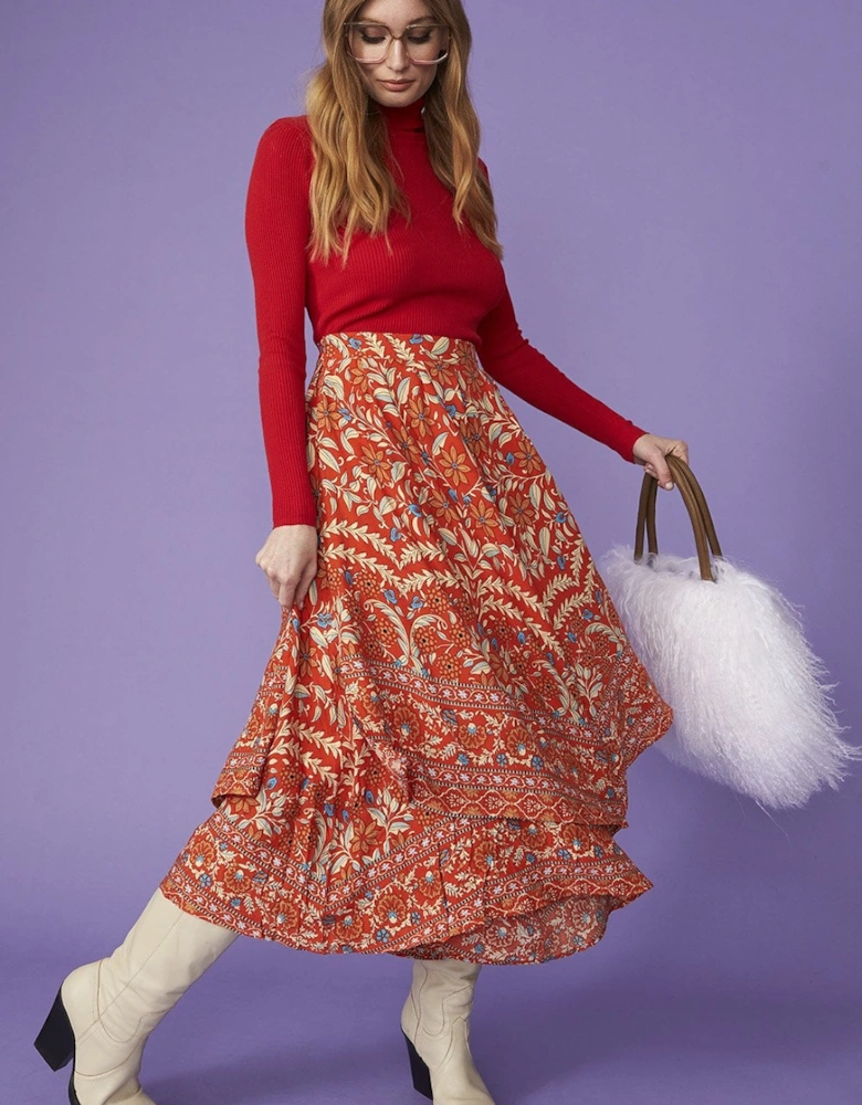 Orange Floral Flared Culottes