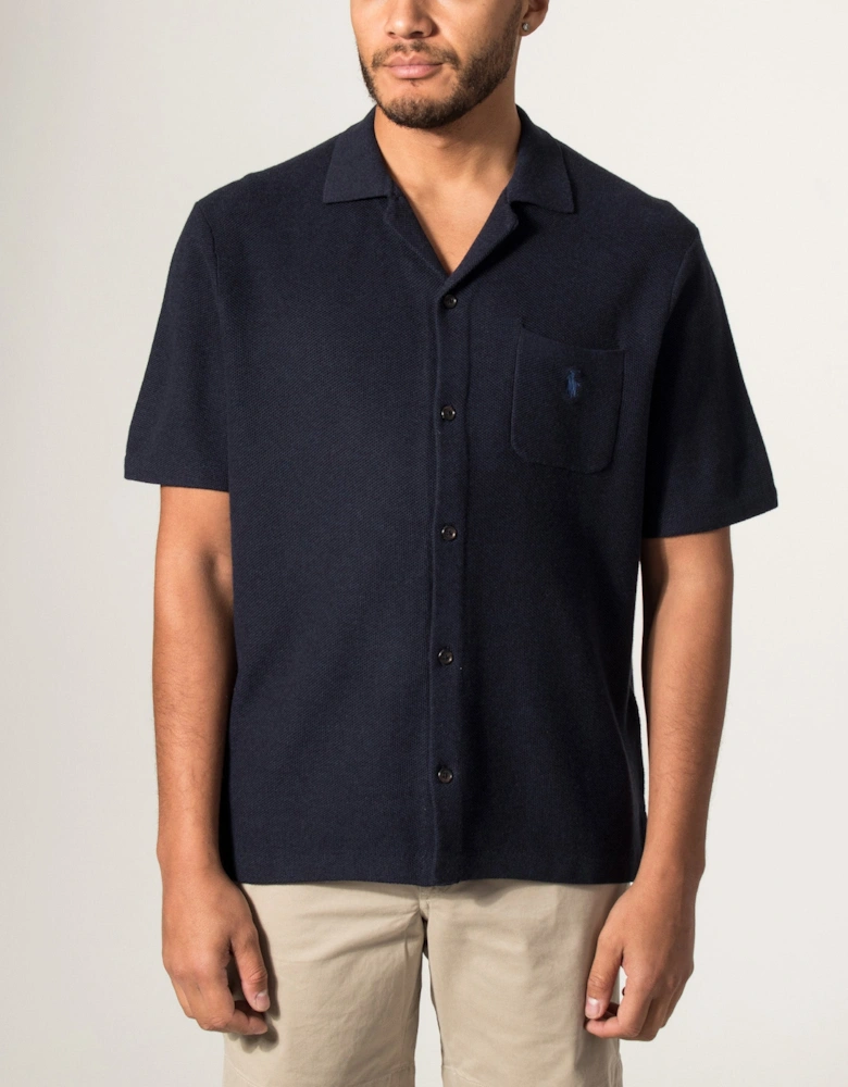 Loose Fit Mesh Knit Cotton Short Sleeve Shirt