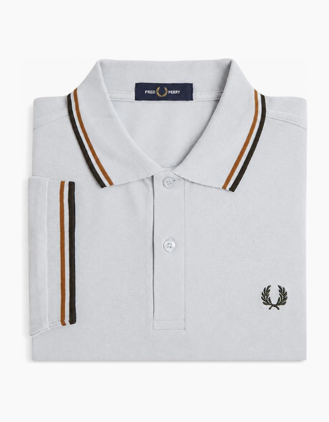 Fred Perry Twin Tipped Polo Shirt Dusky Blue/Dark Caramel/Night Green