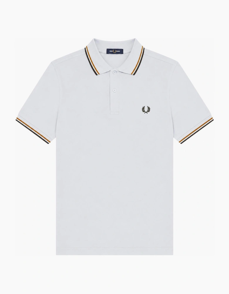 Fred Perry Twin Tipped Polo Shirt Dusky Blue/Dark Caramel/Night Green