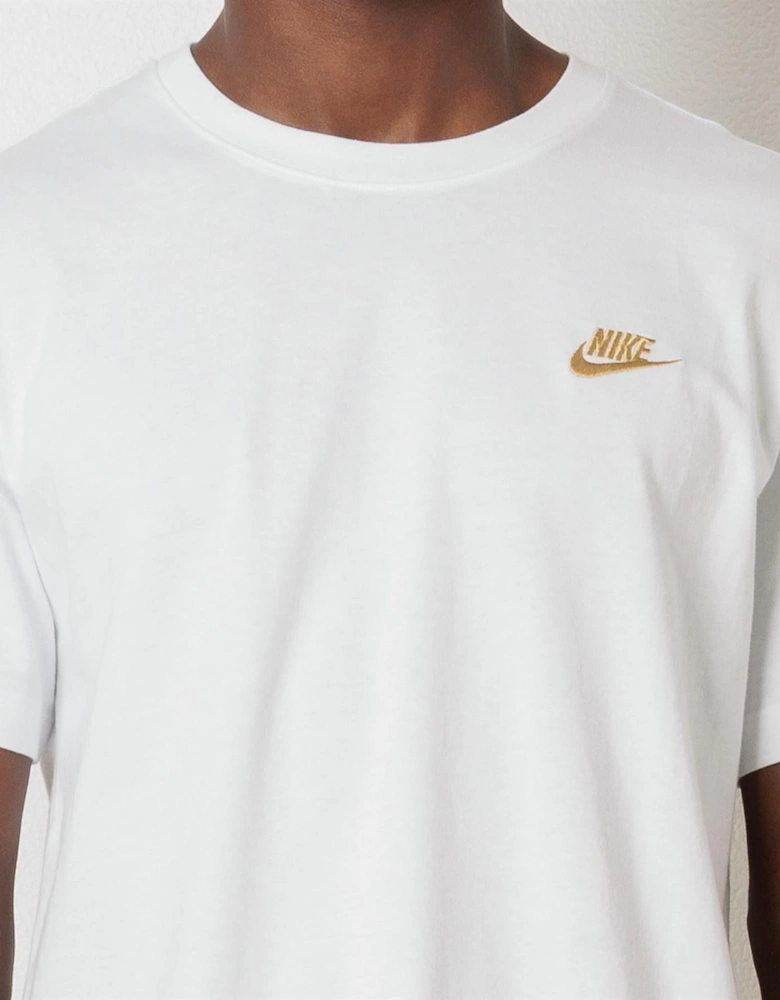 Nike Club Crew Neck T-Shirt White/Gold