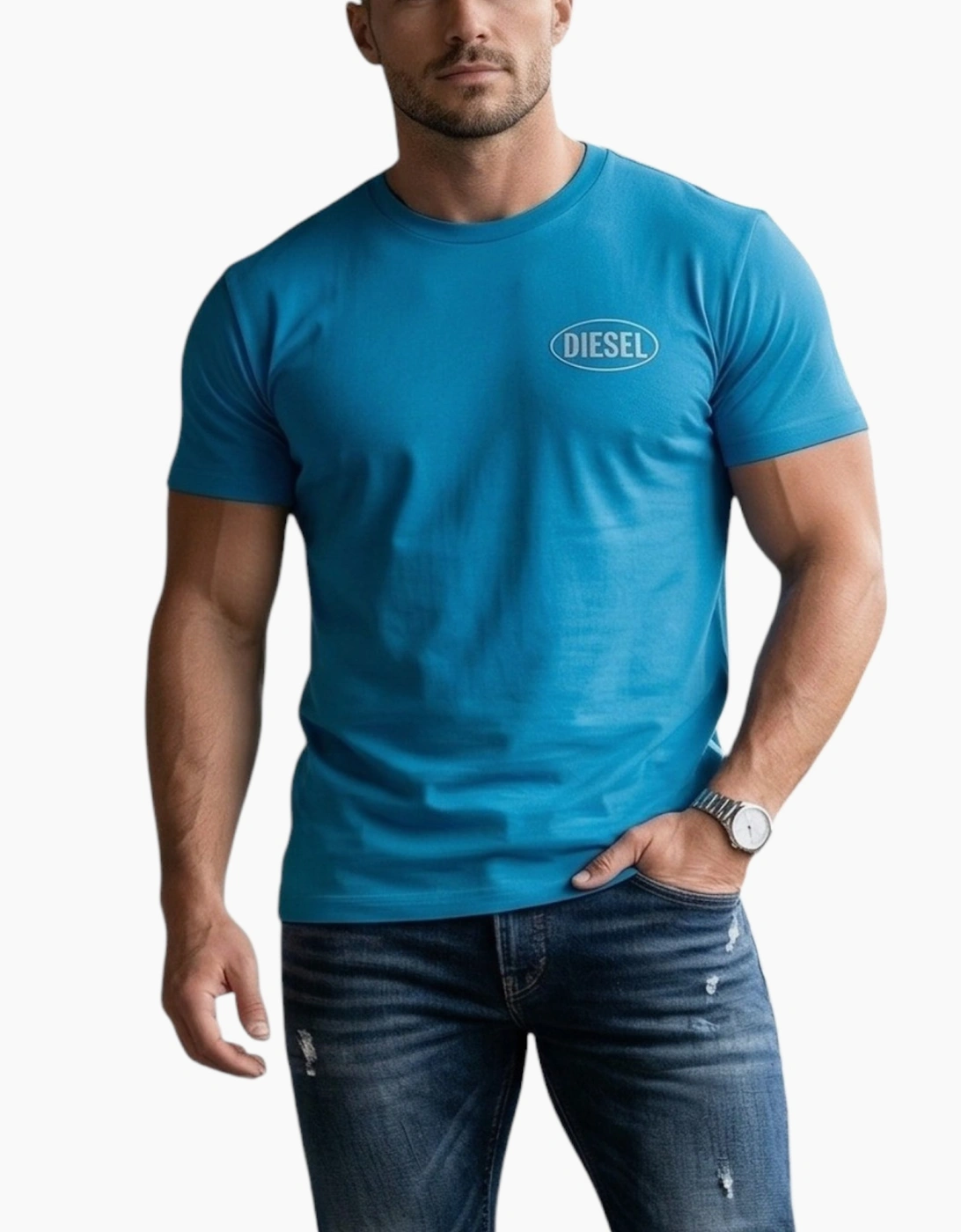 Diesel Mens T Shirts T-Adjust-V9 Graphic Logo Print