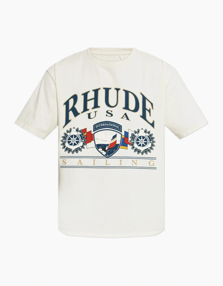 Rhude USA Sailing Printed T-Shirt in Vintage White