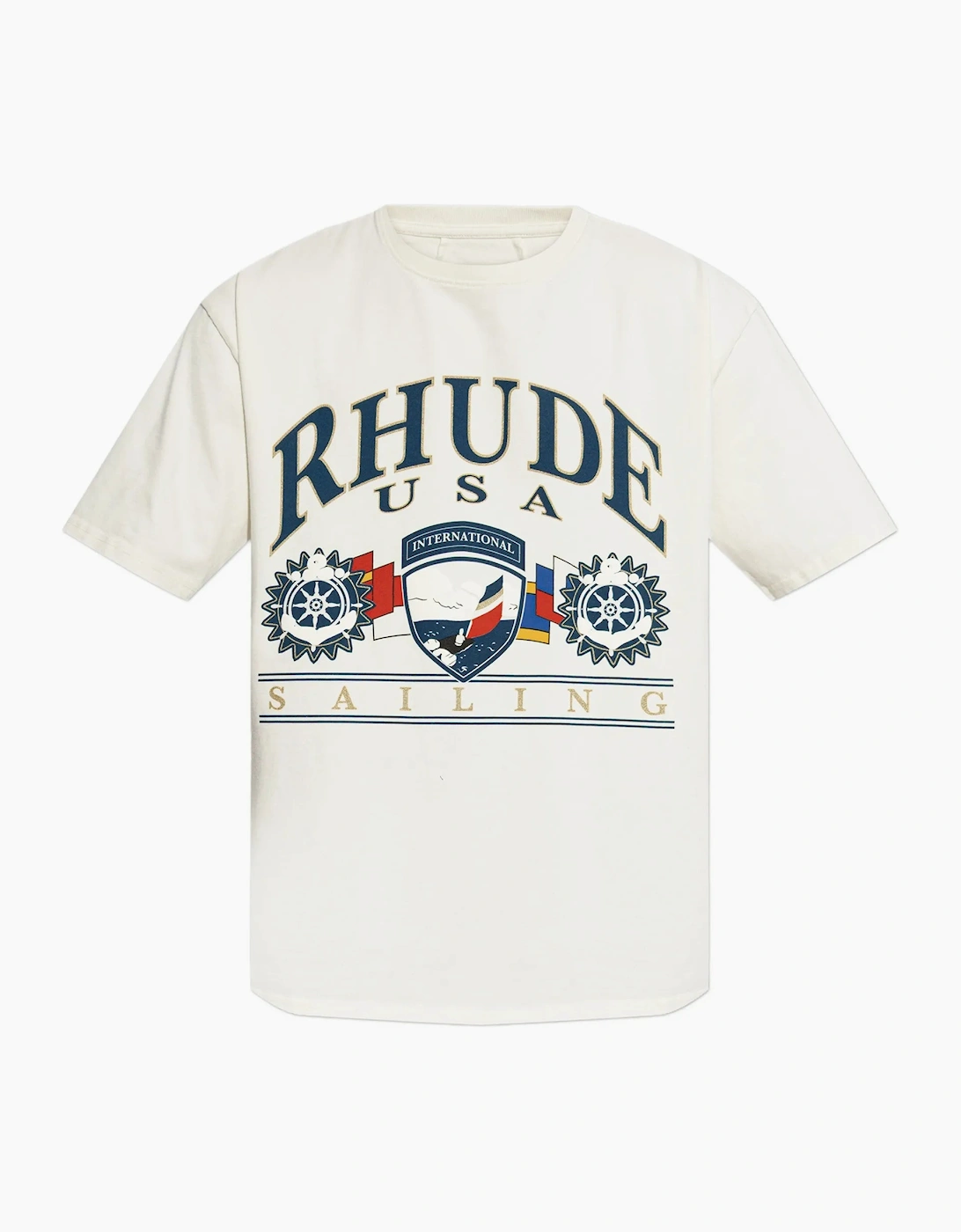 Rhude USA Sailing Printed T-Shirt in Vintage White