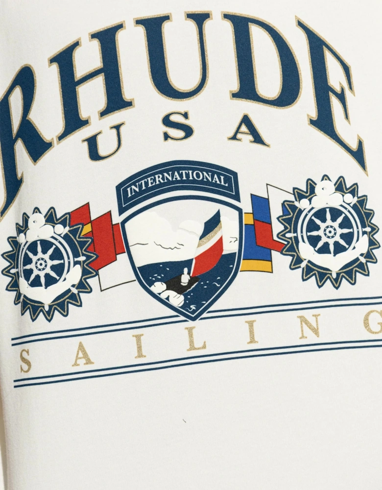 Rhude USA Sailing Printed T-Shirt in Vintage White