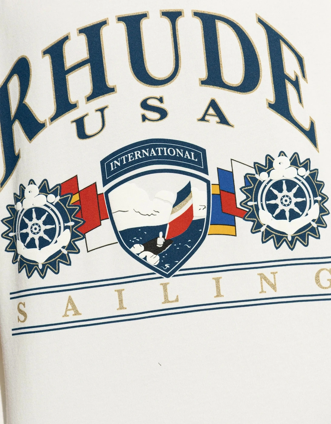 Rhude USA Sailing Printed T-Shirt in Vintage White