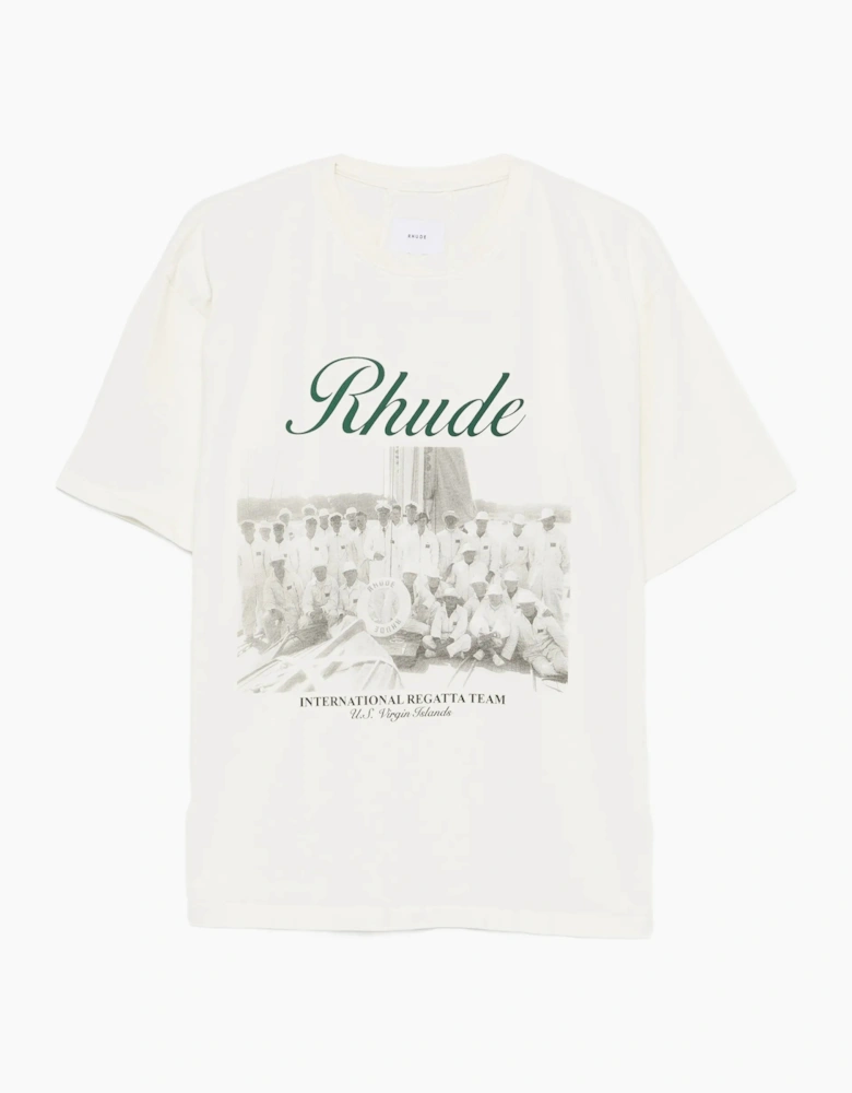 Rhude Script Printed T-Shirt in Vintage White