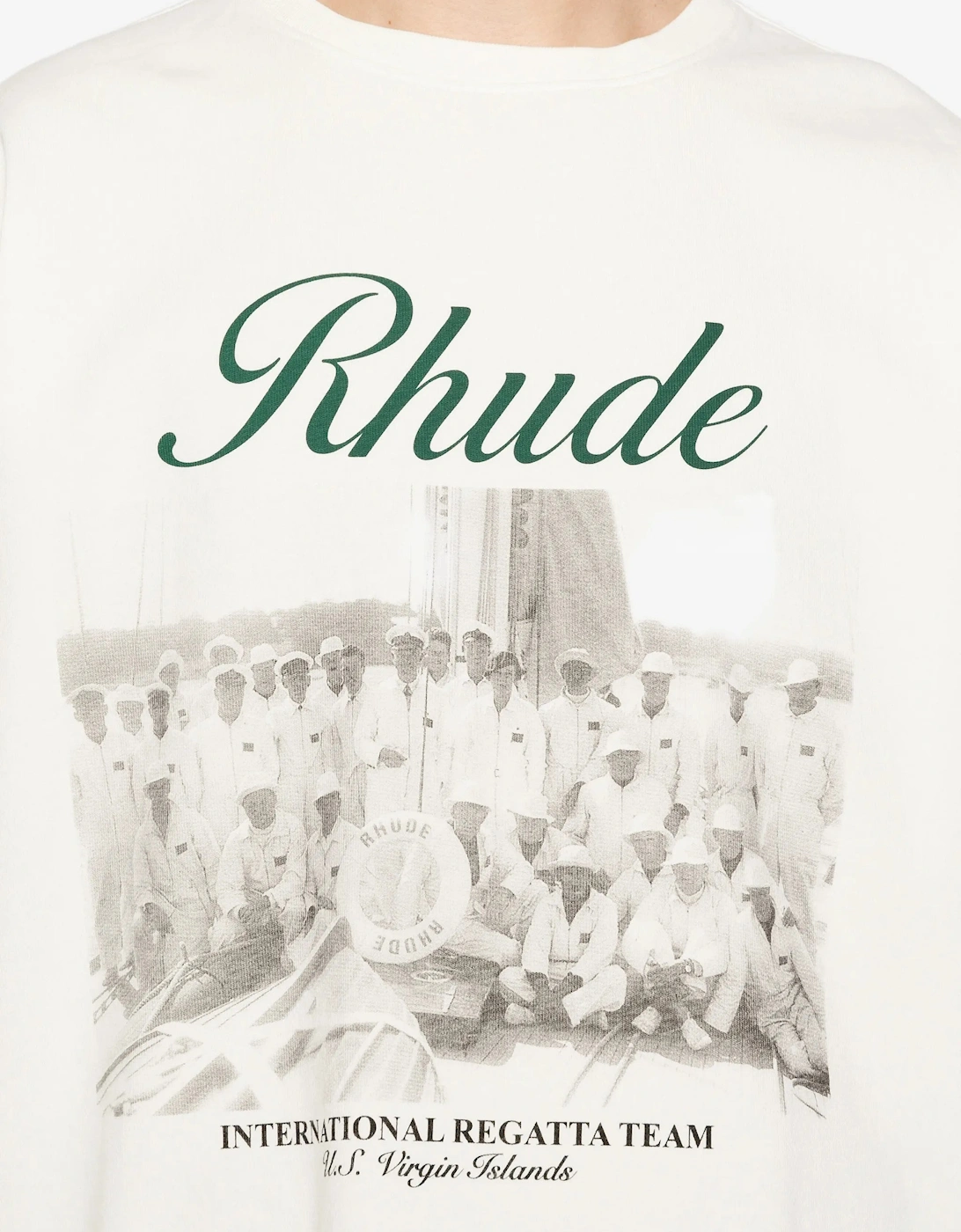 Rhude Script Printed T-Shirt in Vintage White