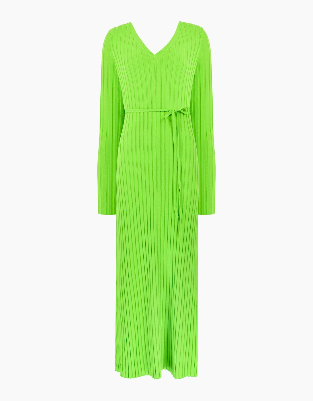 Lime Wide Rib Knit V-Neck Maxi Dress