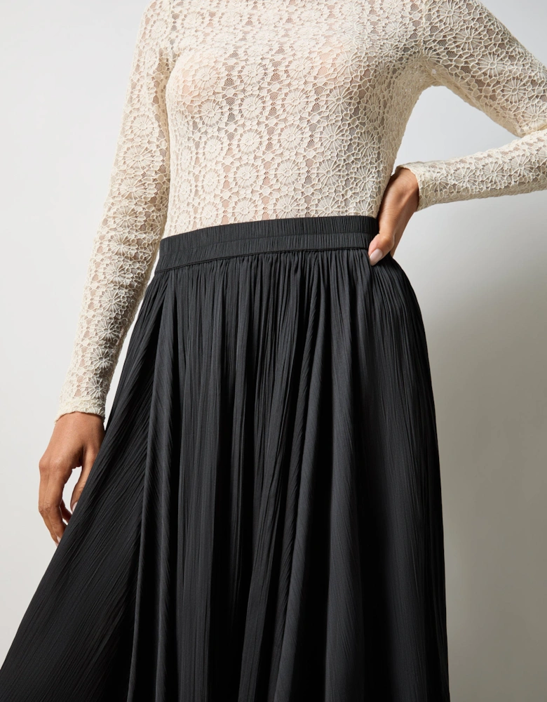 Black Plisse Full Skirt