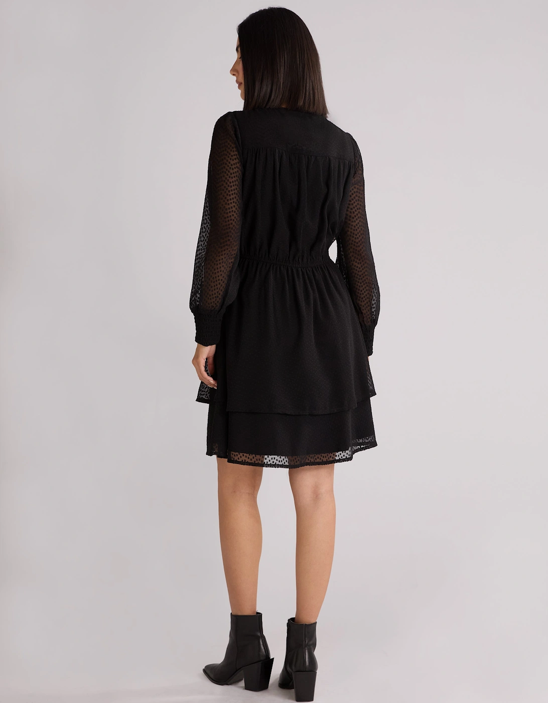Black Dobby Trim Insert Dress