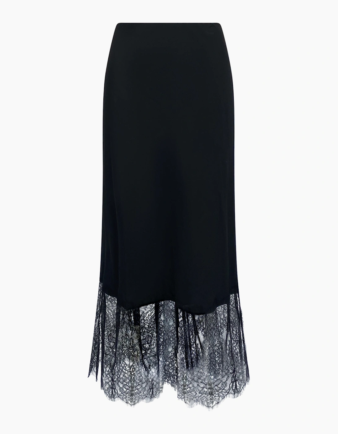 Black Crepe Lace Trim Skirt