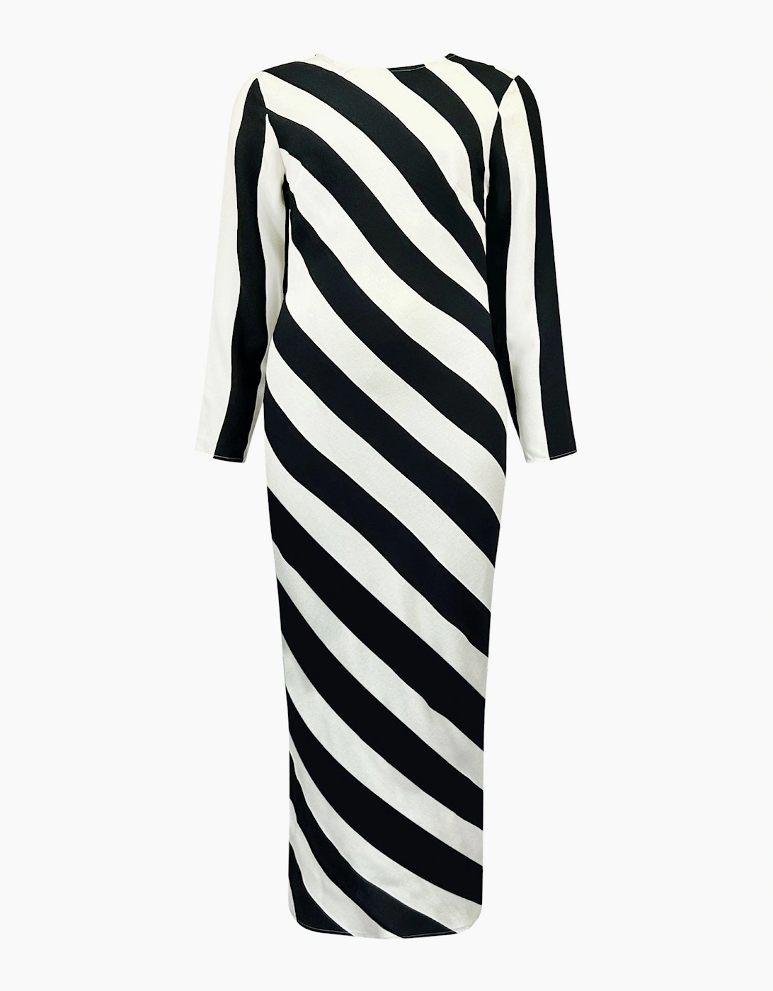 Clara Mono Stripe Print Bias Cut Maxi Dress