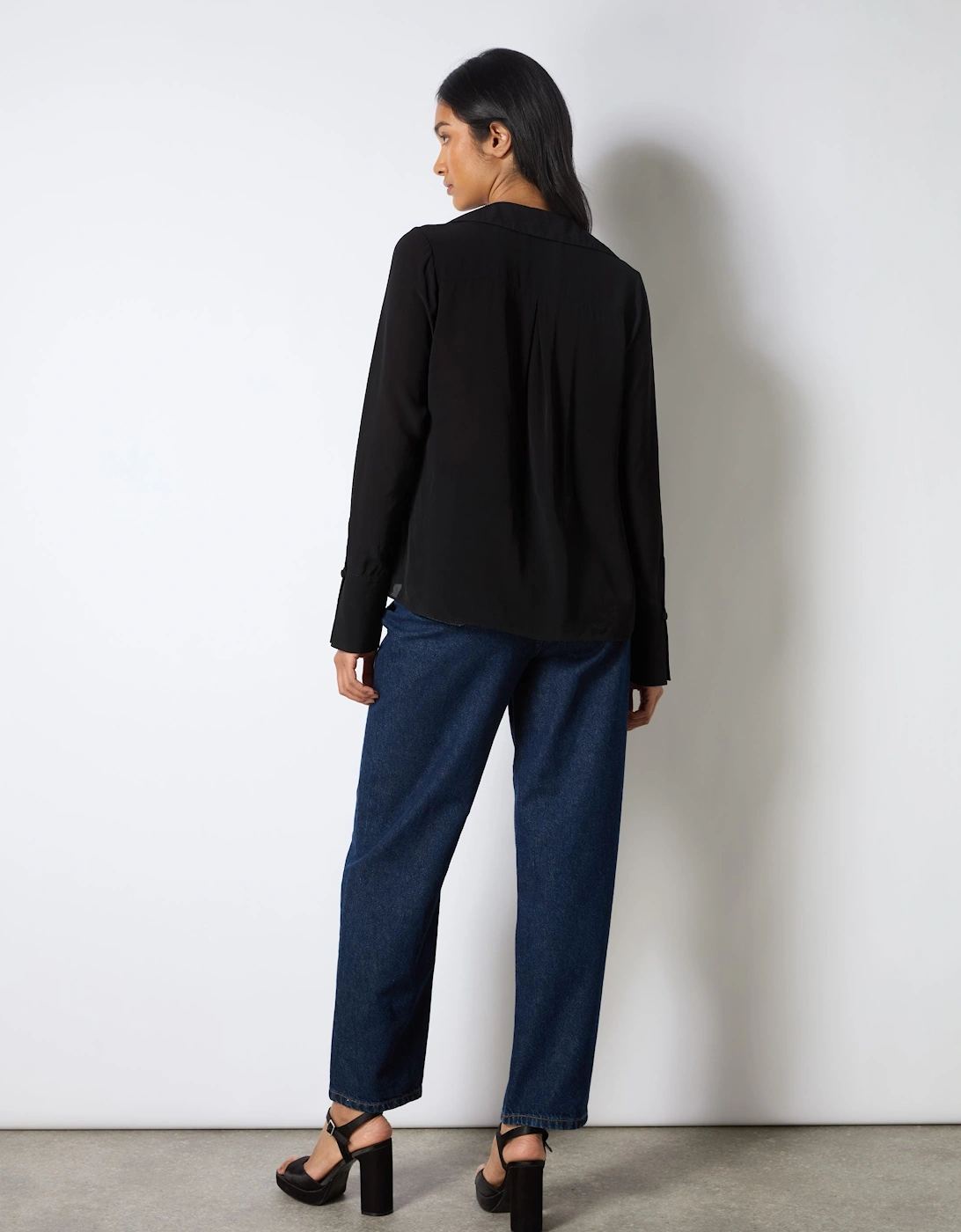 Black Tie Neck Blouse