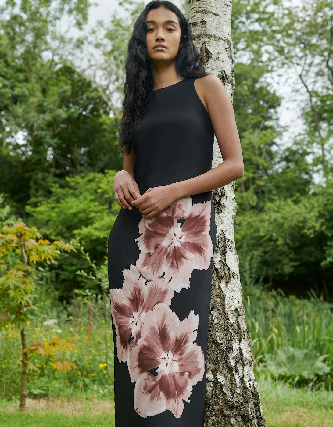 RO&ZO RO&ZO Women's Camilla Mono Floral Print Racer Dress - Black