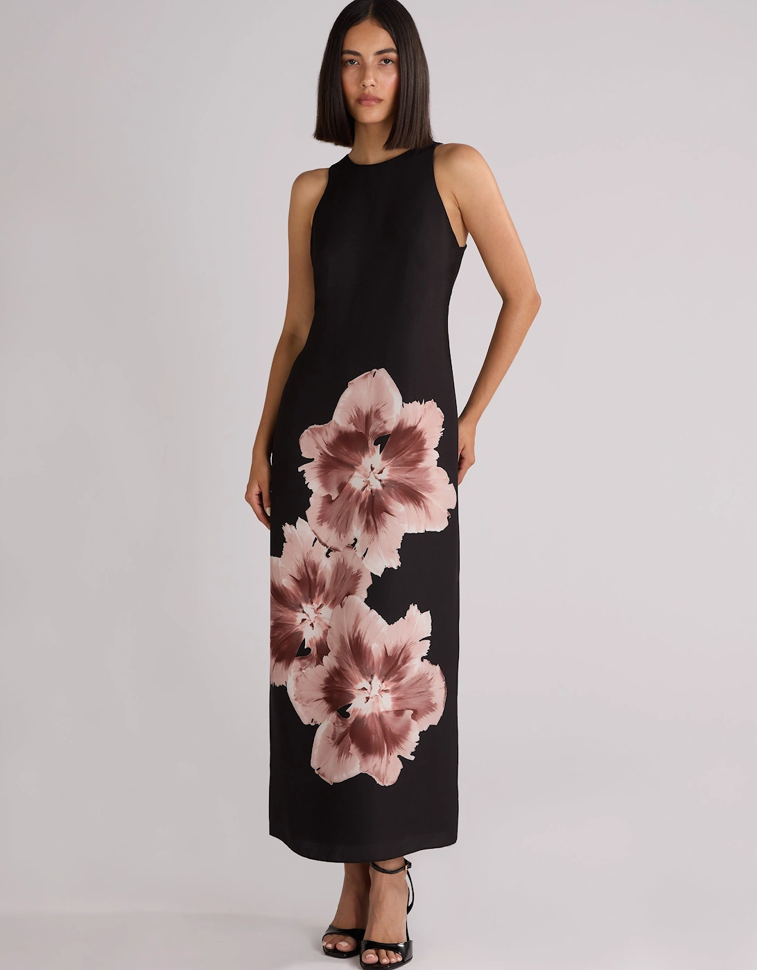 Camilla Mono Floral Print Racer Dress