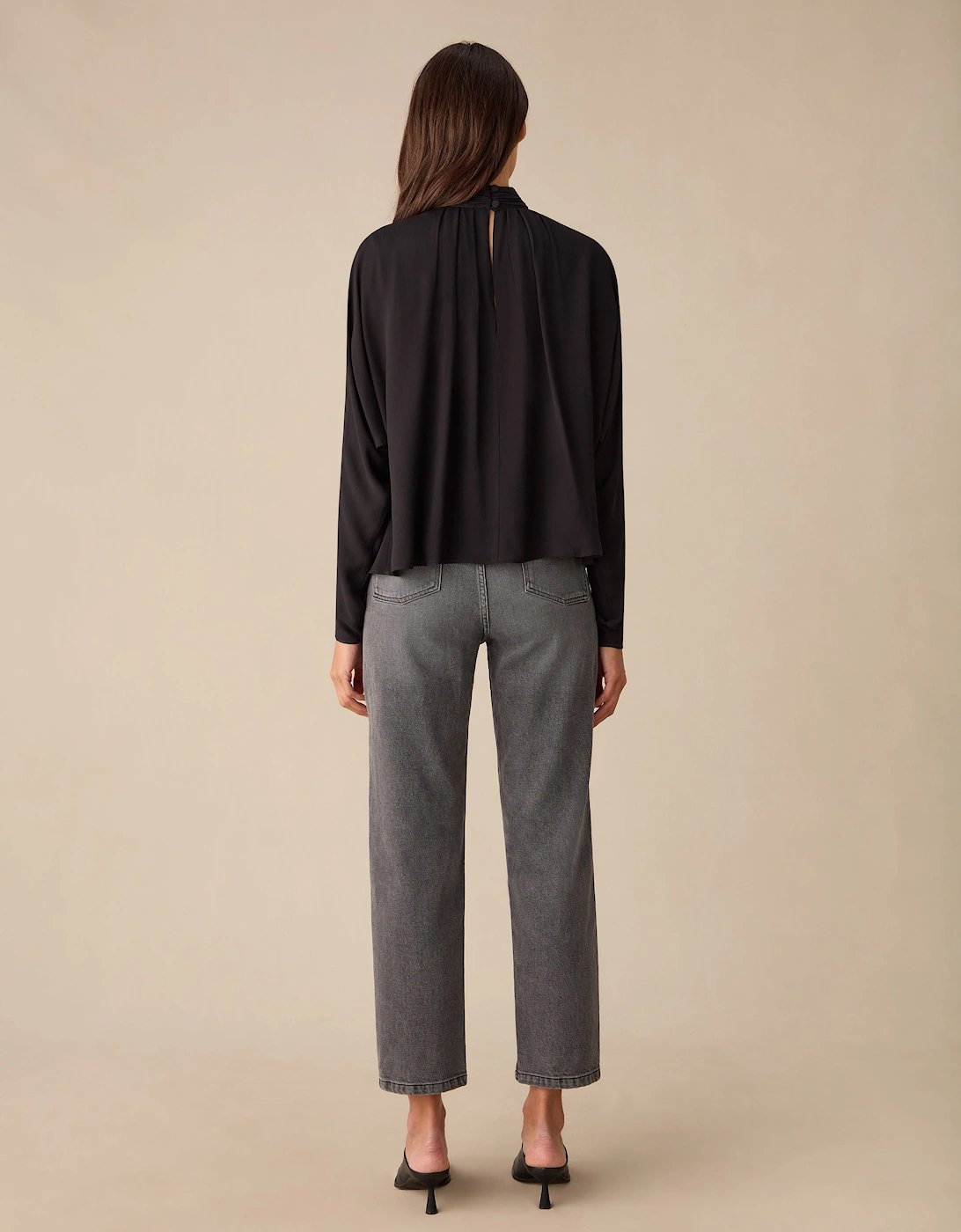 Black Batwing Sleeve Blouse