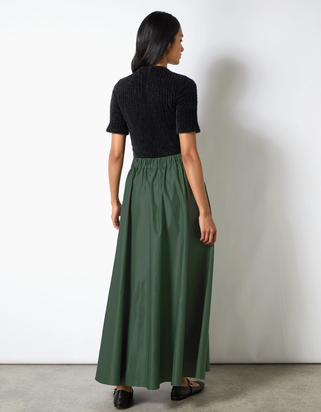 Black Fluffy Rib Top