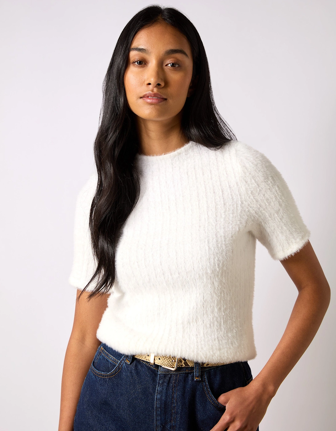 Ivory Fluffy Rib Top