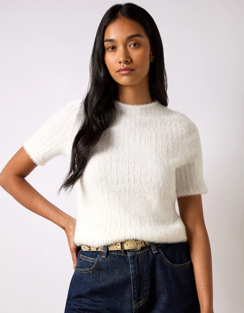 Ivory Fluffy Rib Top